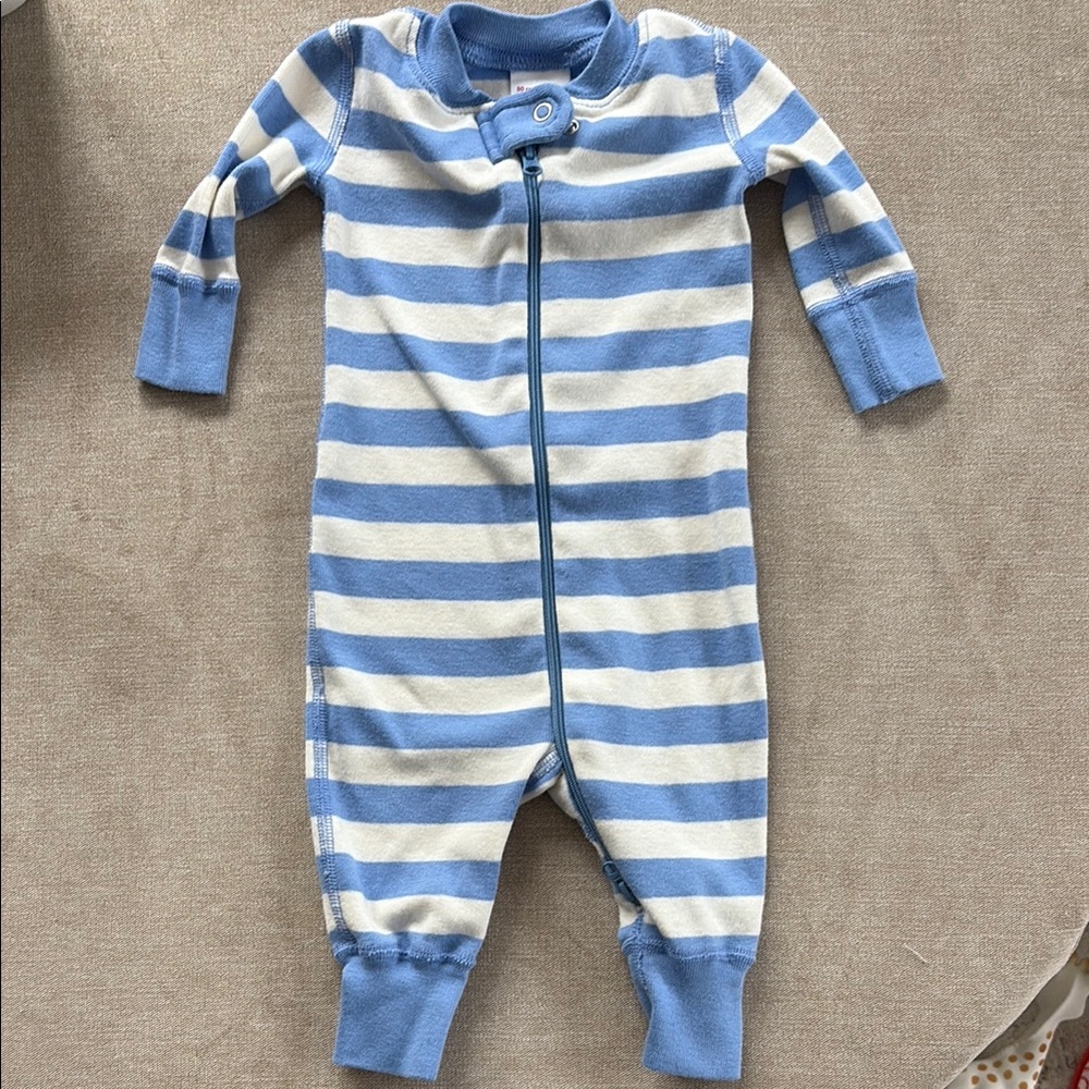 Blue and White Striped Kids One Piece